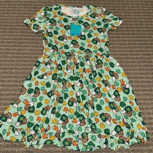 Posh Patrick’s Day Short Sleeve Ruffle Twirl Dress 10-12y